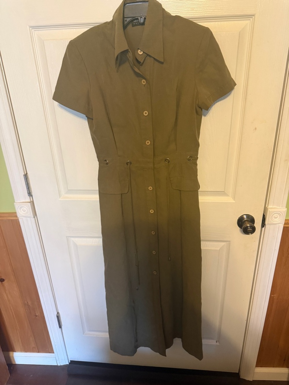 Liz Claiborne Olive Green Button-Front Maxi Dress - Picture 2 of 8